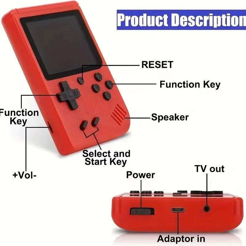 Retro Handheld Video Game Console with 400 Built-In Games - Perfect 2.4 Inch LCD Screen for On-the-Go Fun - Ideal Christmas Gift for All Ages!